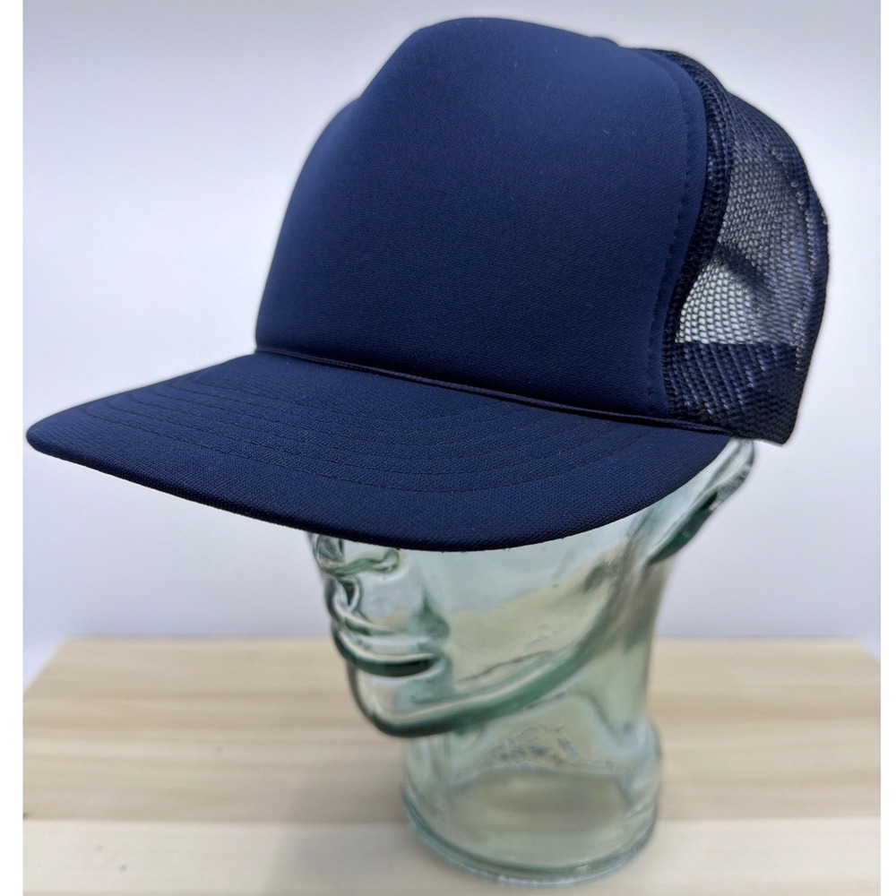 Yupoong‎ Navy Blue Foam Trucker Hat Mesh Snapback Vintage Blank Cap One Size
